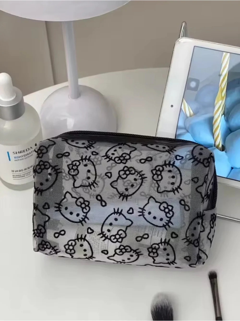 Hello Kitty White Mesh Kids Cosmetic Pouch